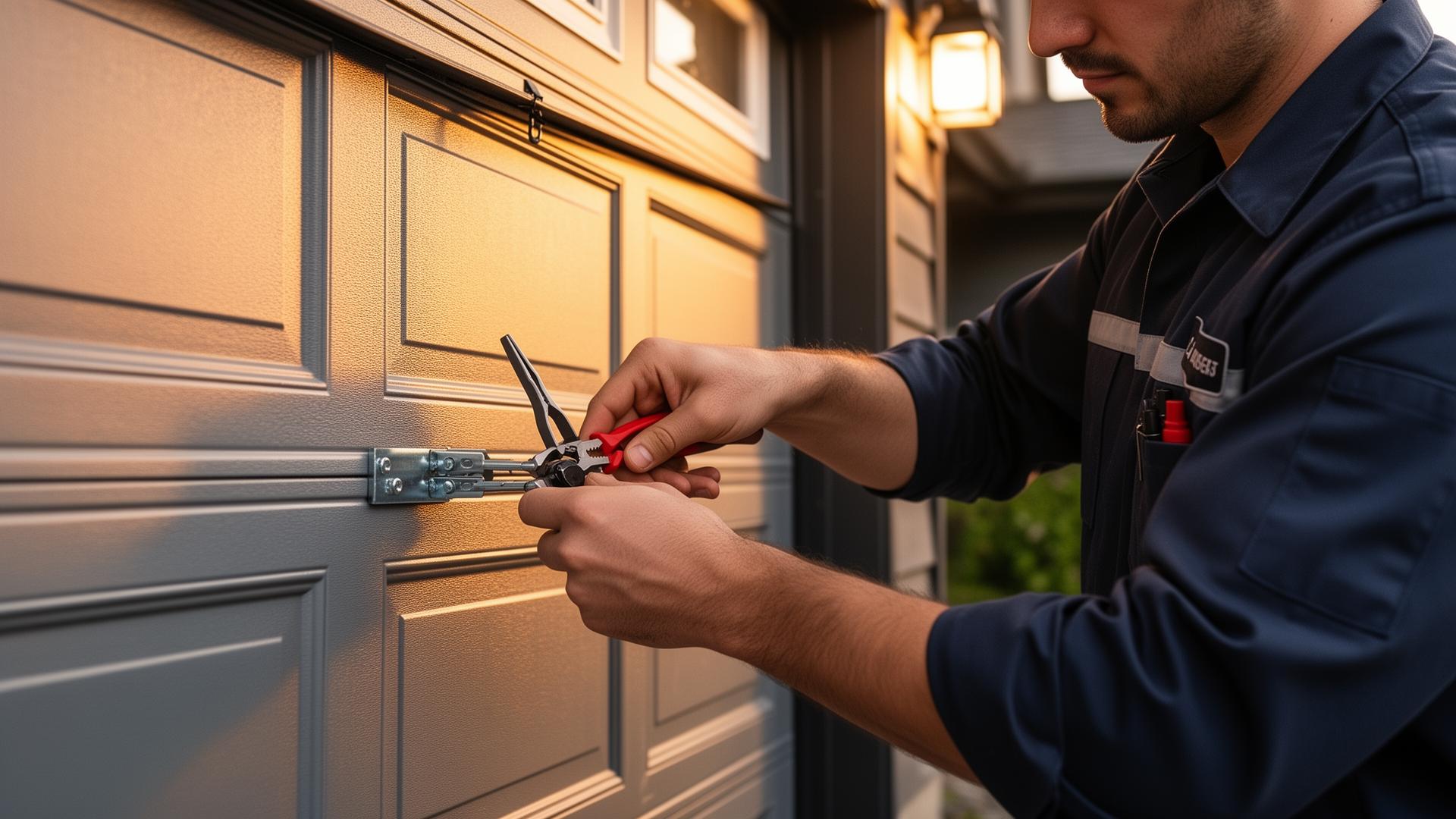 Professional garage door repair technician